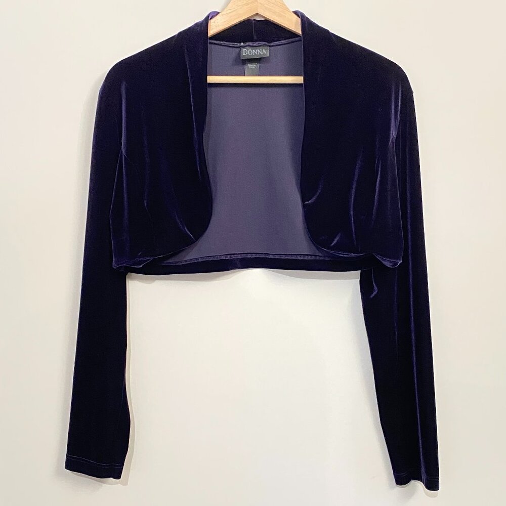 Vintage Purple Indigo Velvet Bolero Shrug Jewel Tone 90s Y2K Whimsigoth Formal